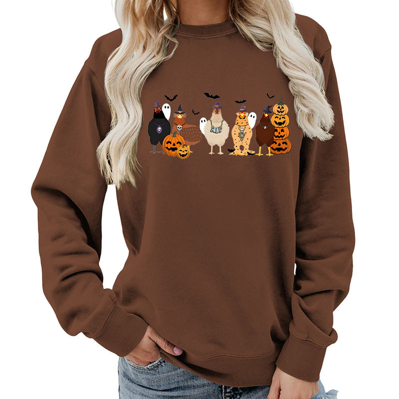 Dame sweatshirt med muntert Halloween-motiv Stilla