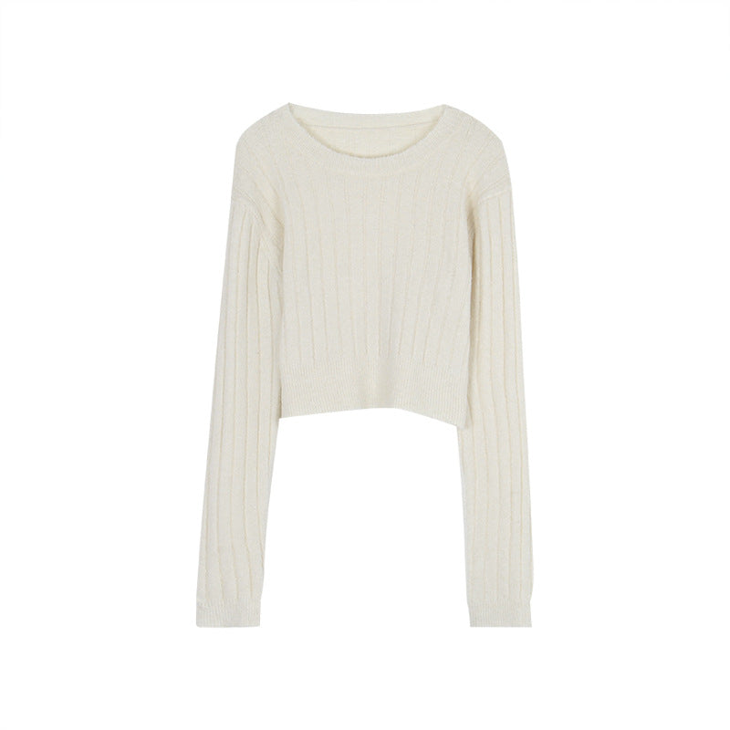 Dame elegant strikpullover med ribmønster Stilla