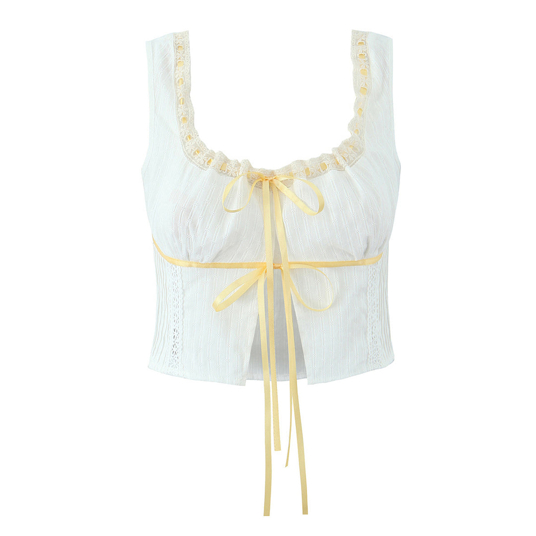Dame Crop-top med fine blonde accenter og justerbar talje snor Stilla