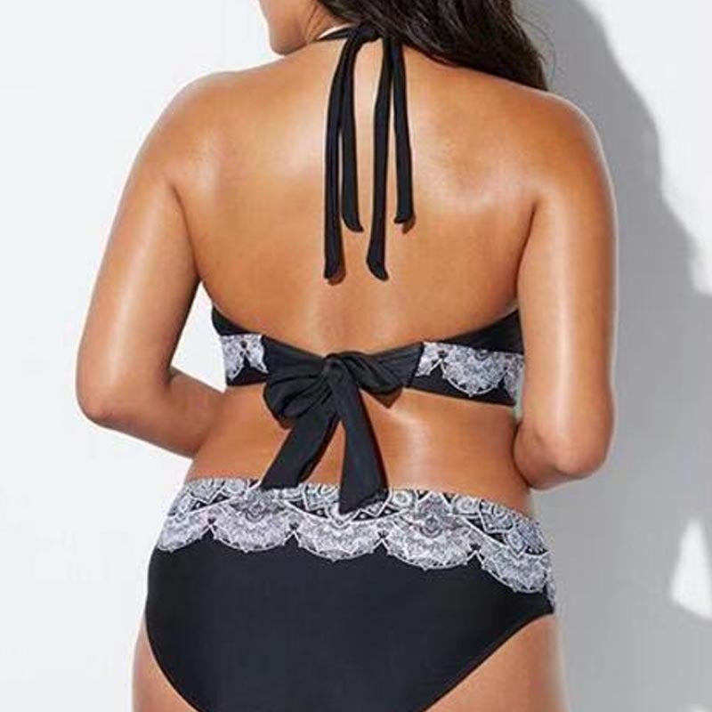 Dame triangel-bikini med kontrasterende designs Skovae