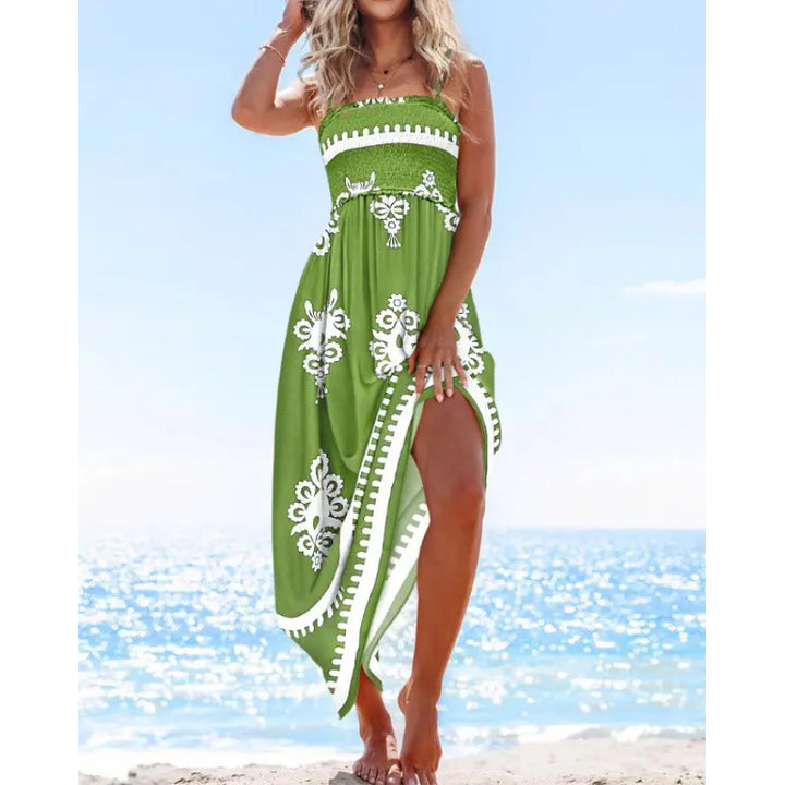 Dame Bohemian Paisleytrykt Maxi Kjole med justerbare stropper Stilla