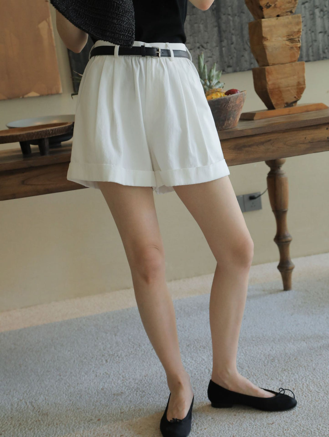 Dame Chino-shorts med elegante folder og praktiske lommer Stilla