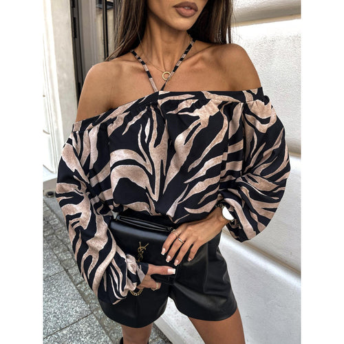 Damer Off-Shoulder Leopardmønster Bluse Stilla