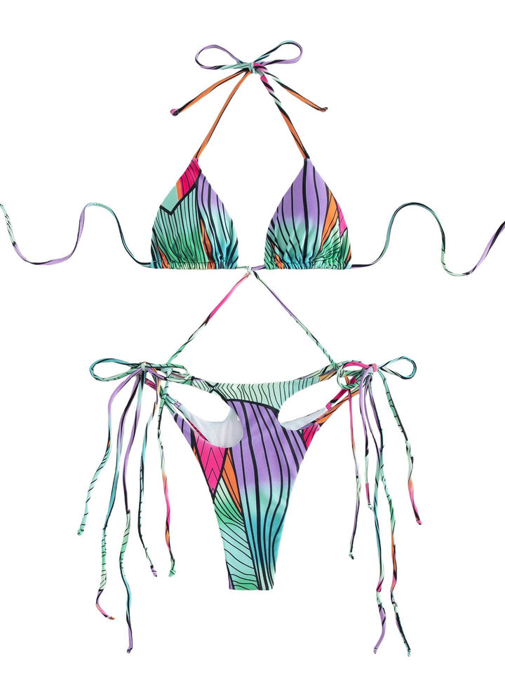 Dame bikini sæt med spændende snørredetaljering og spændende blomsterdesign Stilla