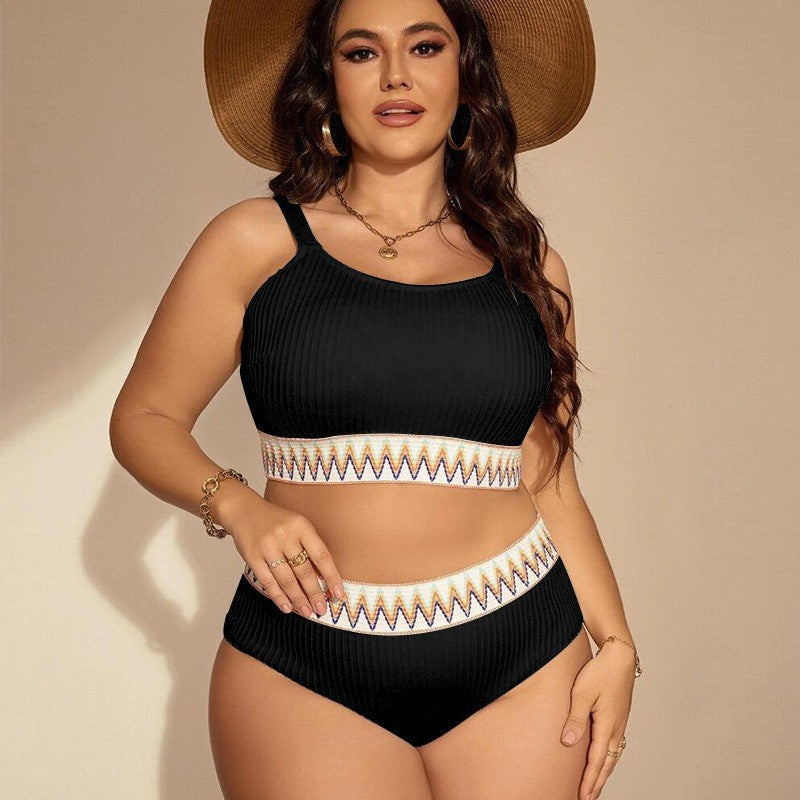 Dame Sporty bikini sæt med høj talje og elastisk bånd Skovae