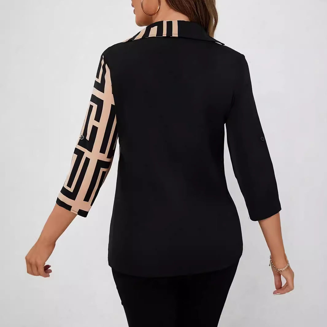 Dame Mode Bluse med asymmetrisk design og stilfuldt mønster Stilla