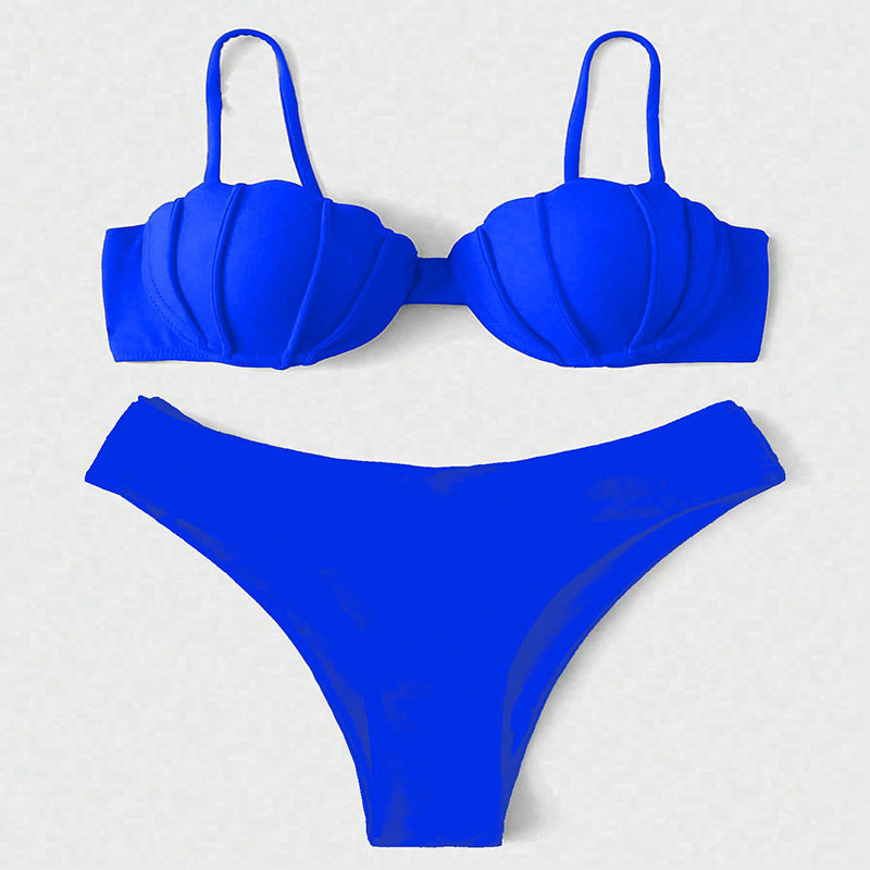 Dame bikini-sæt med skåle-top og højt skåret bund Skovae