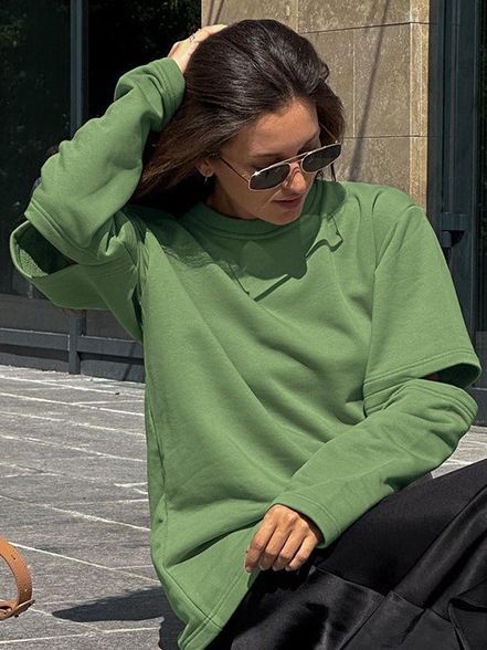 Dame Behagelig Oversized Pullover med splitærmer Stilla