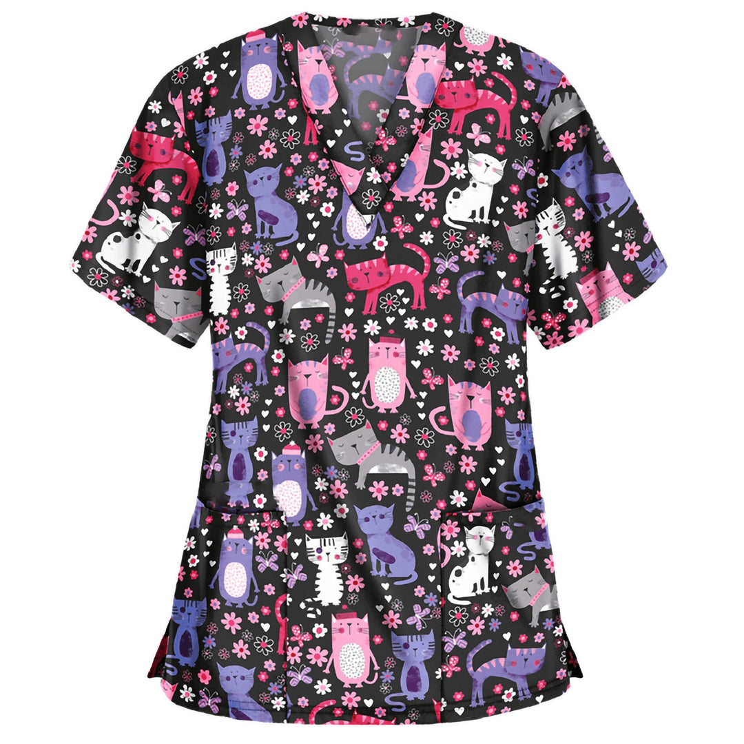 Dameblomster mønster Scrub Top Stilla