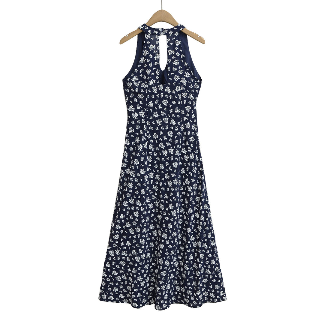 Dame maxikjole med blomstermønster og svajende skirt Stilla