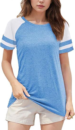Dame sporty T-shirt med raglanærmer og moderne striber Stilla