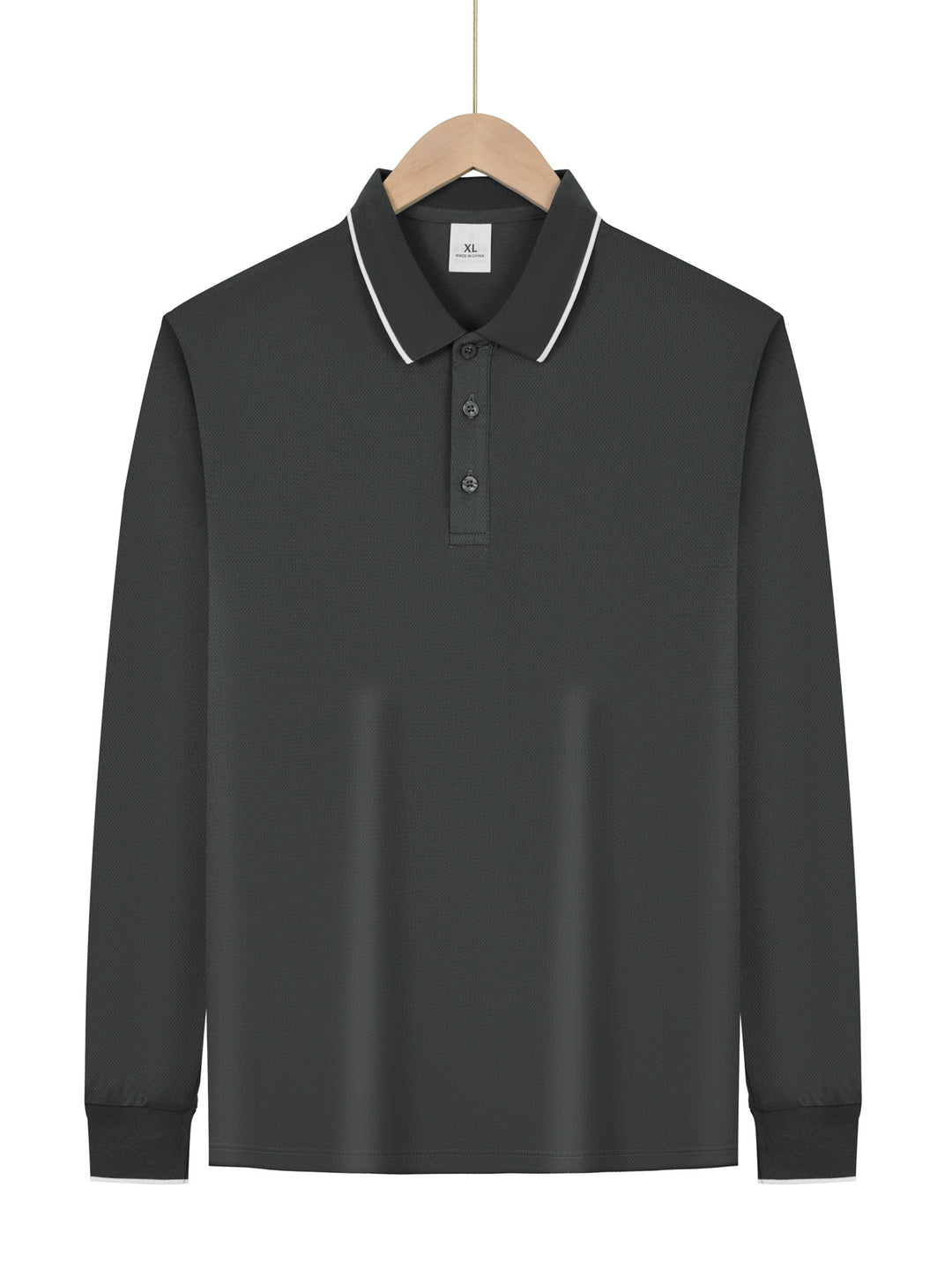 Herrer langærmet Piqué-polo-shirt med kontrastpaspol ved kraven og manchetter Skovae
