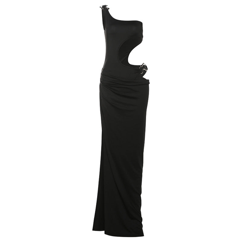 Dame Cut-Out Maxikjole med asymmetrisk design Stilla