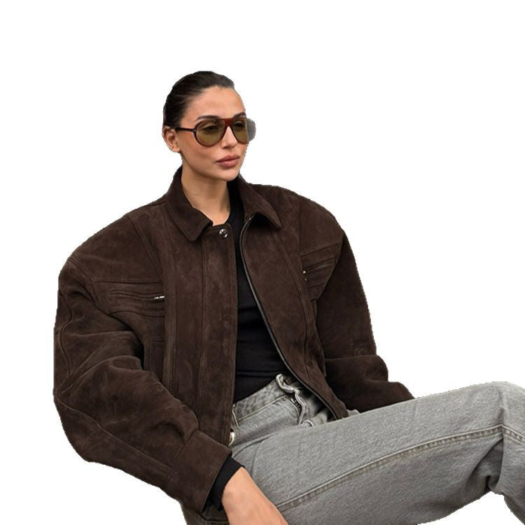 Dame Syntetisk læderjakke i moderigtigt cropped-stil Stilla