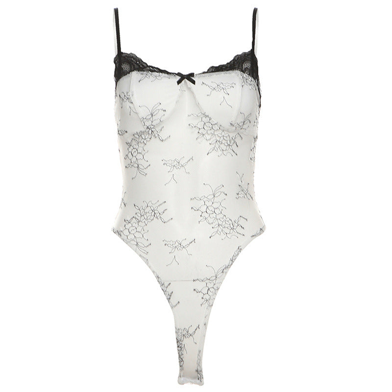 Dame Spids-Bustierbody med sarte Floralapplikationer og justerbare stropper Stilla