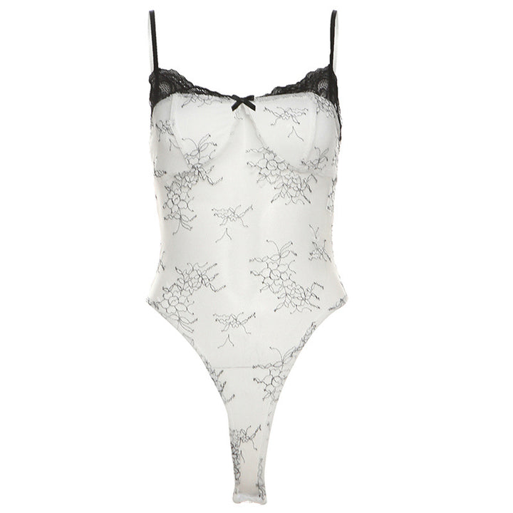 Dame Spids-Bustierbody med sarte Floralapplikationer og justerbare stropper Stilla