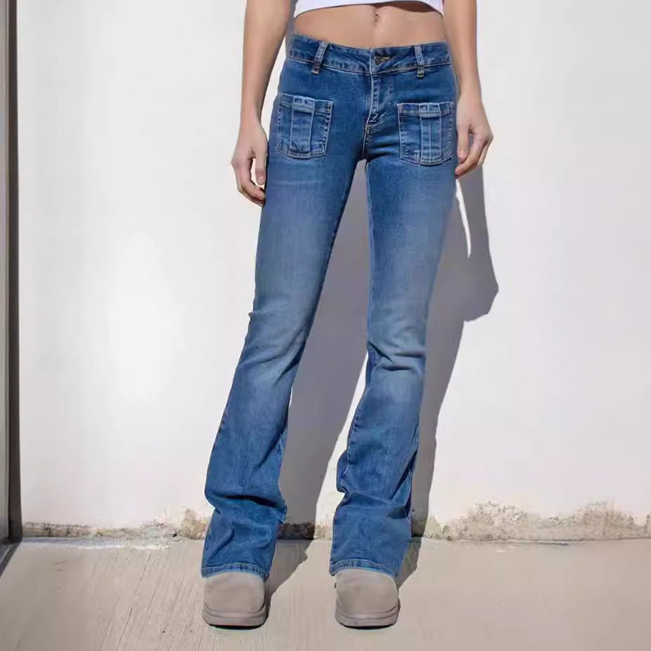 Dame Flared Jeans med fashionable lommer Stilla