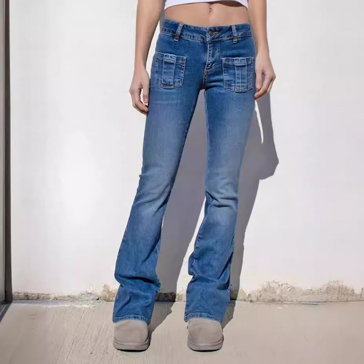 Dame Flared Jeans med fashionable lommer Stilla