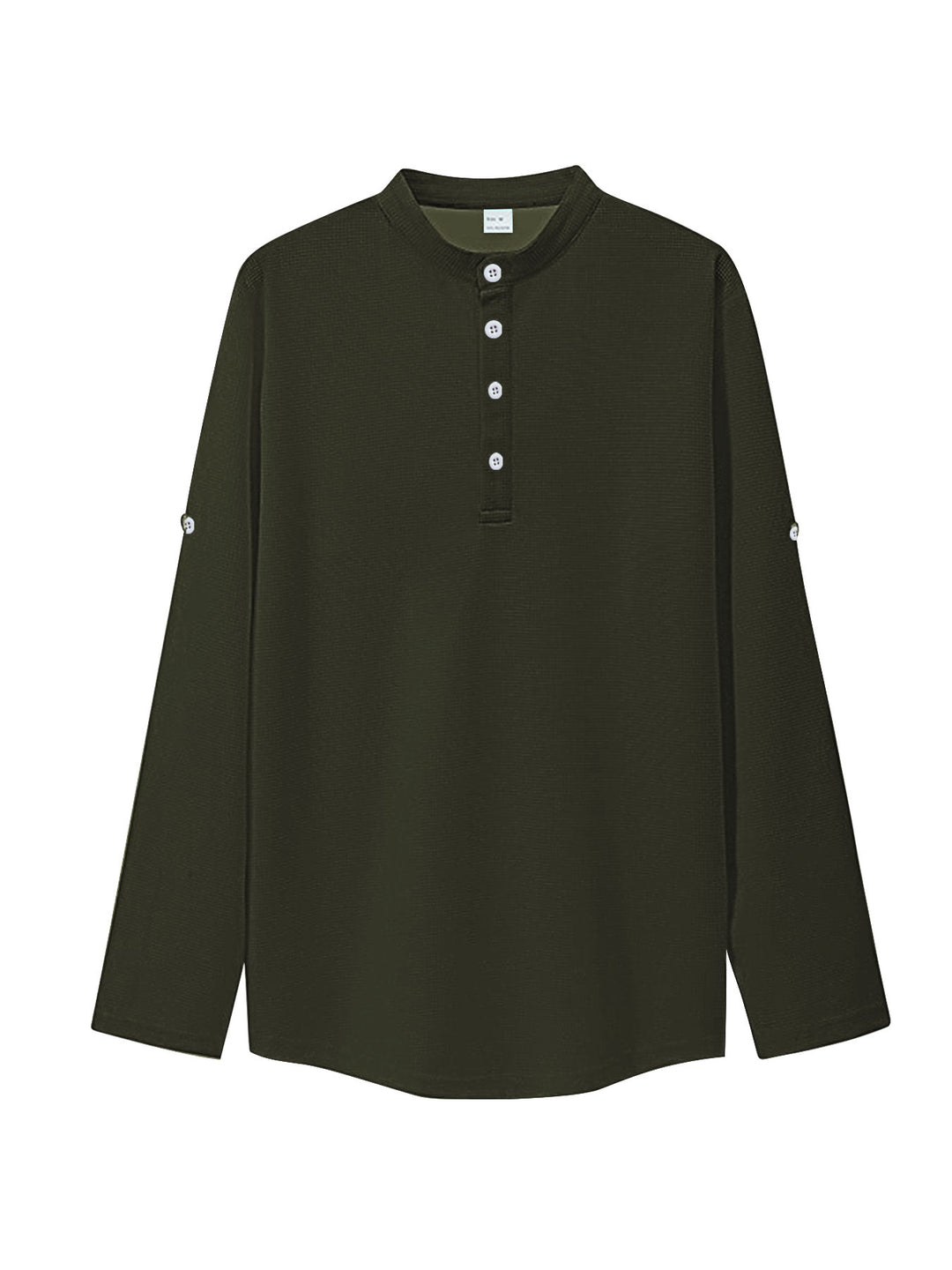 Dame nan oversized Langarm-Henley med ståkrave vaffelstruktur og ærmesikring Skovae