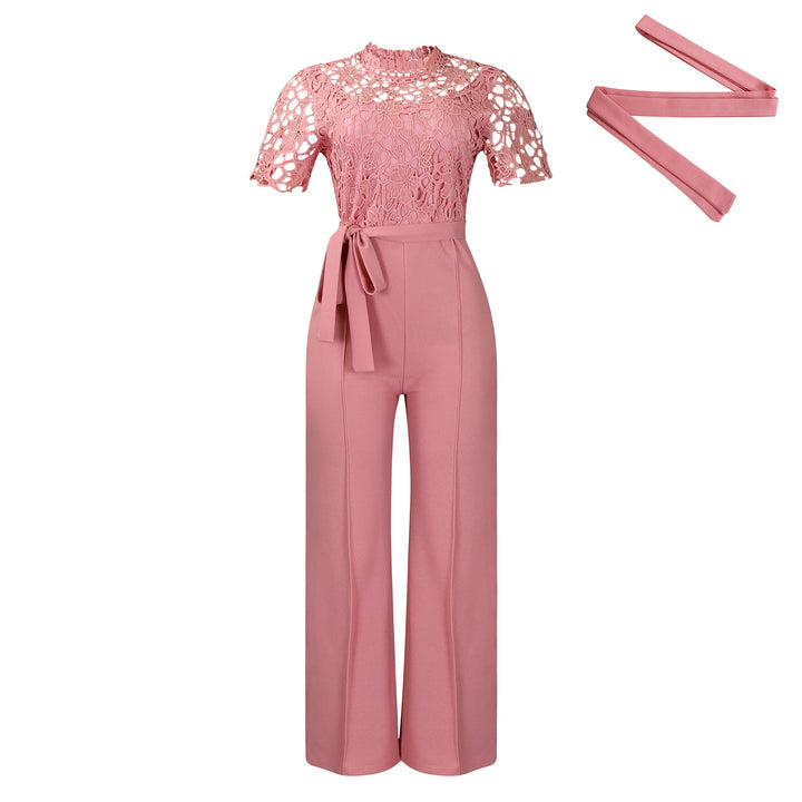 Dame Elegant Jumpsuit med raffineret spids top og vide ben Stilla