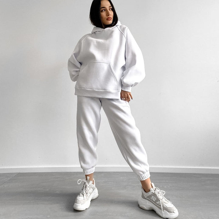 Dame afslappet sweatshirt sæt med løs pasform og elastisk talje Stilla