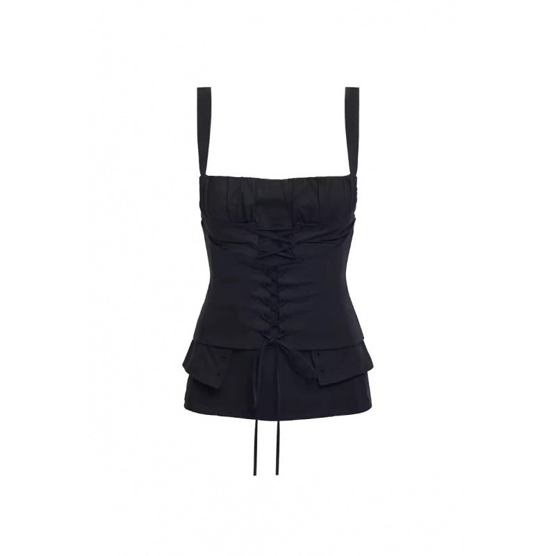 Kvinde snørebånd peplum top Stilla