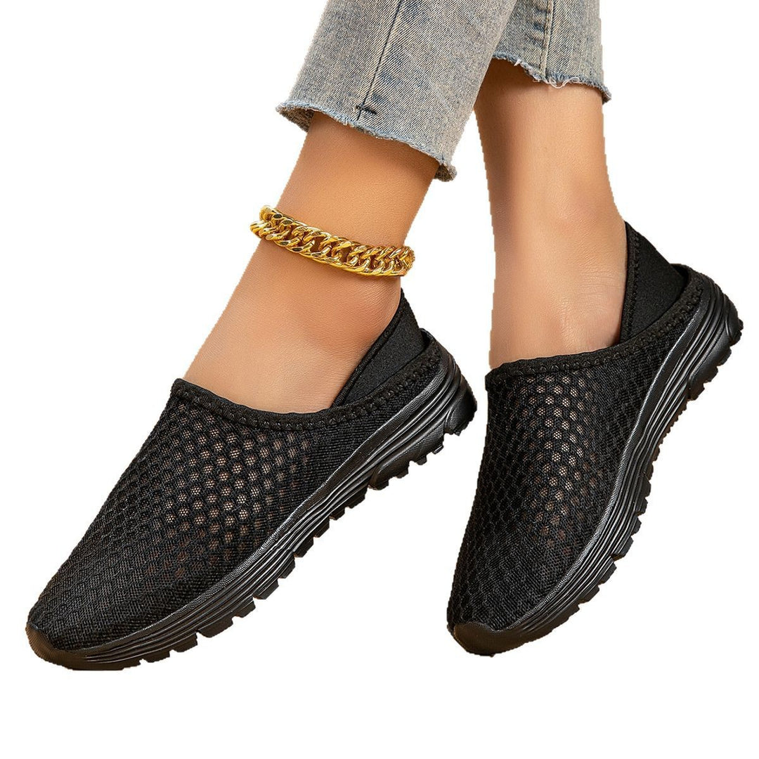 Dame nan luftige slip-on sneakers med honningkage-strikoverdel og dæmpet komfortsål Skovae