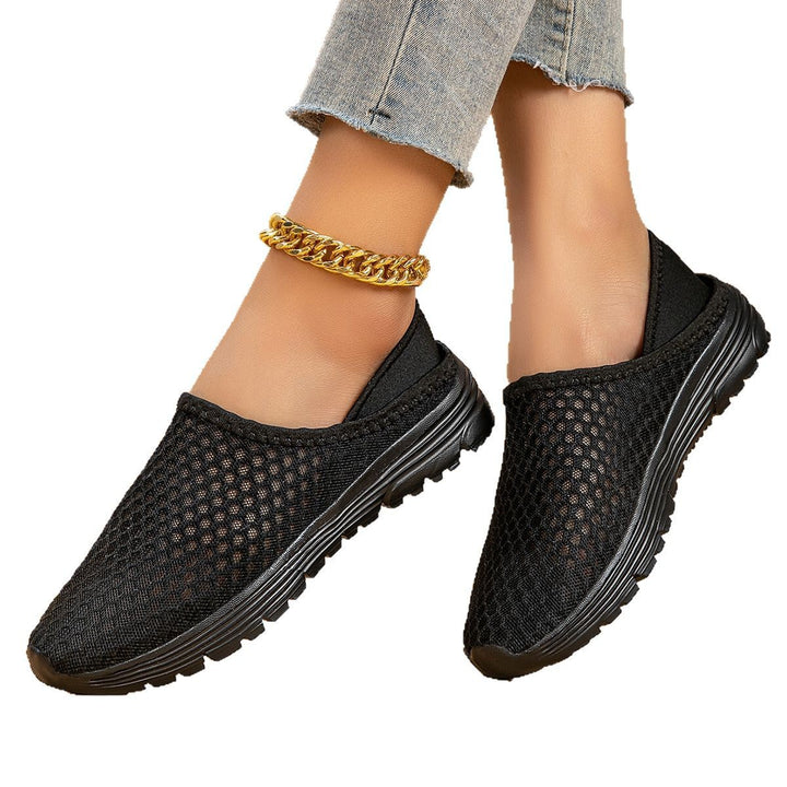 Dame nan luftige slip-on sneakers med honningkage-strikoverdel og dæmpet komfortsål Skovae