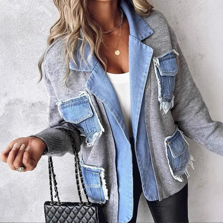 Kvinders afslappede cardigan med to påsyede brystlommer og detalje-elskende denim Stilla