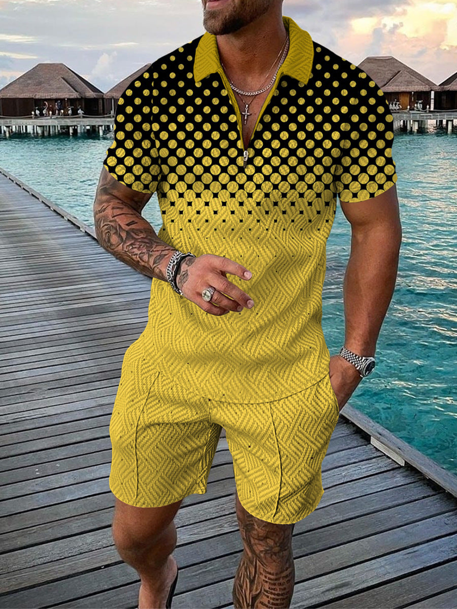 Herre Modern Graphic Print Kort Sæt Stilla