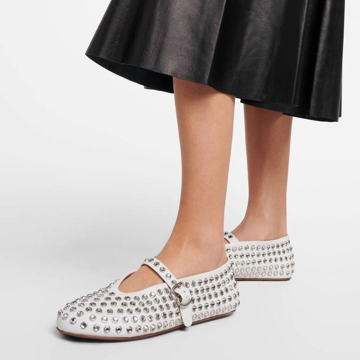 Damer Ballerinas med dekorative strassapplikationer og justerbar rem Stilla