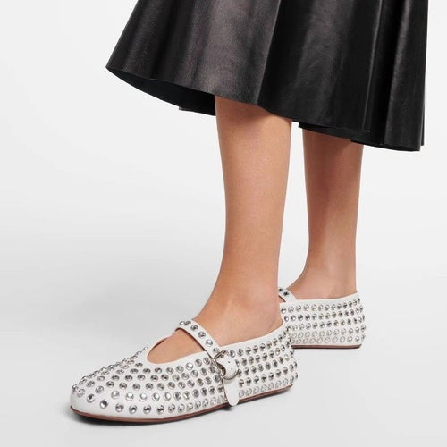 Damer Ballerinas med dekorative strassapplikationer og justerbar rem Stilla