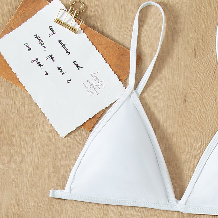 Dame triangel-bikini-sæt med tynde stropper og minimalistisk design Skovae