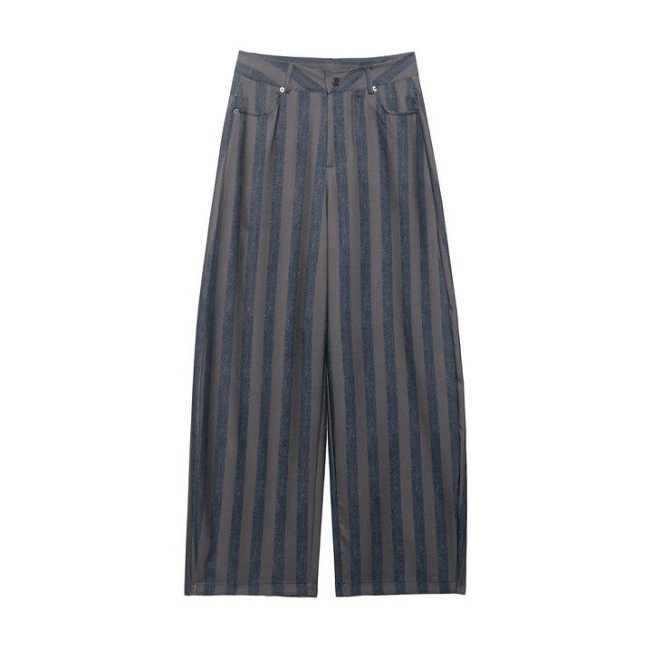 Dame bred High-Waist-bukser med stilfuldt stribemønster Skovae