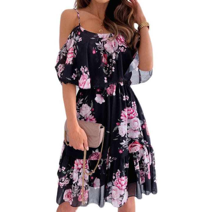Kvinder Floral Cold Shoulder Maxikjole Stilla