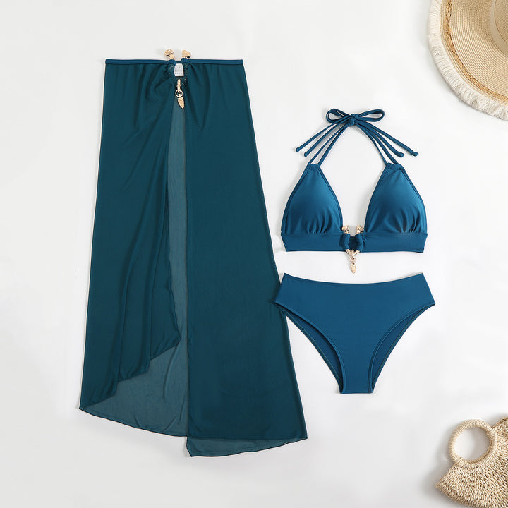 Dame Bikini-sæt med flot indviklet nederdel og raffineret halterneck Skovae