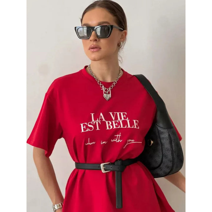 Dame T-Shirt med kreativ tekst og moderne snit Stilla