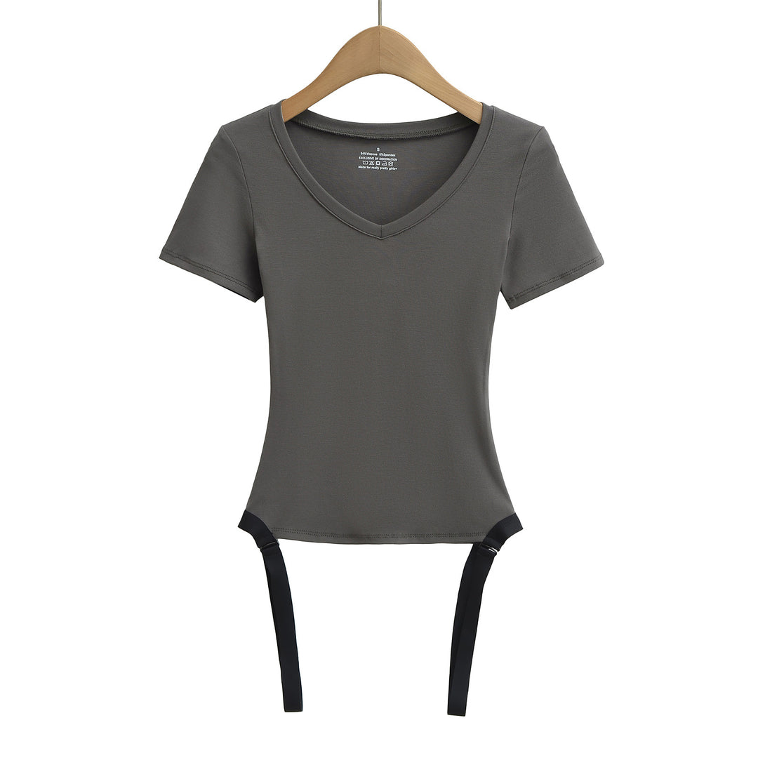 Dame sporty V-udskæring T-shirt med justerbare stropper og tætsiddende pasform Stilla
