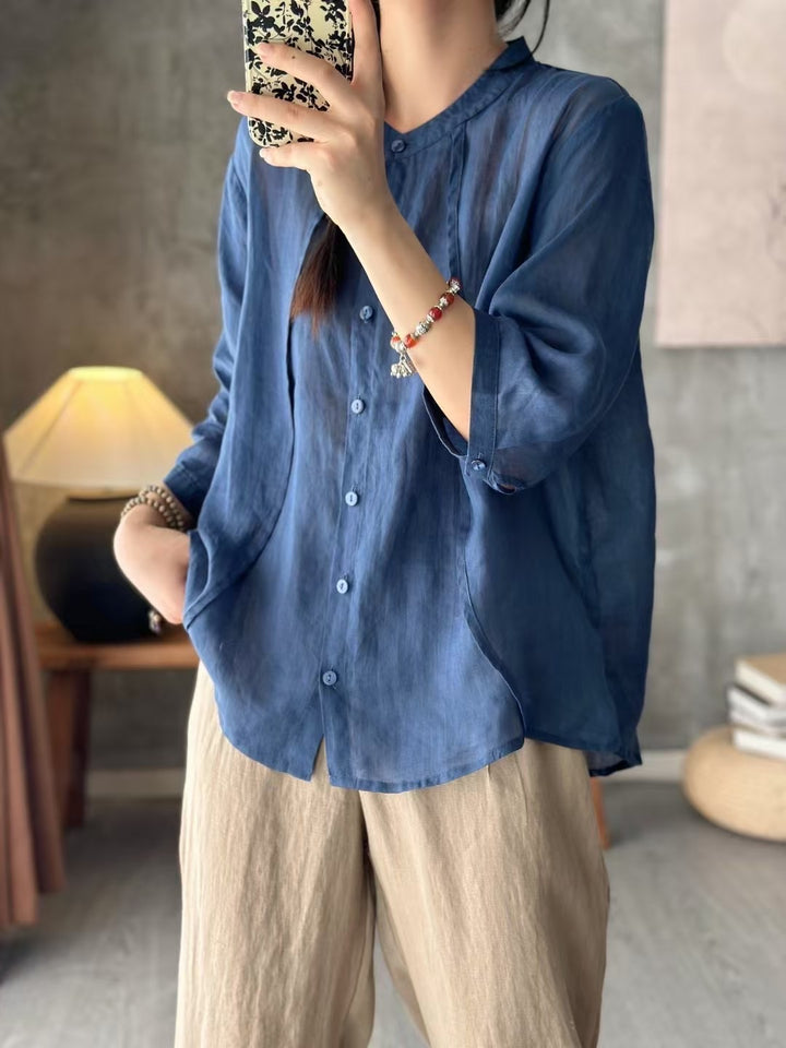 Femme Letvægts Button-Up Linnedæksel Stilla