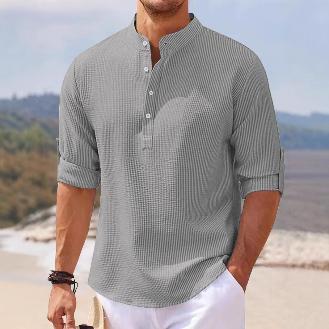 Herre Kortærmet Henley-Shirt med struktureret væv Stilla
