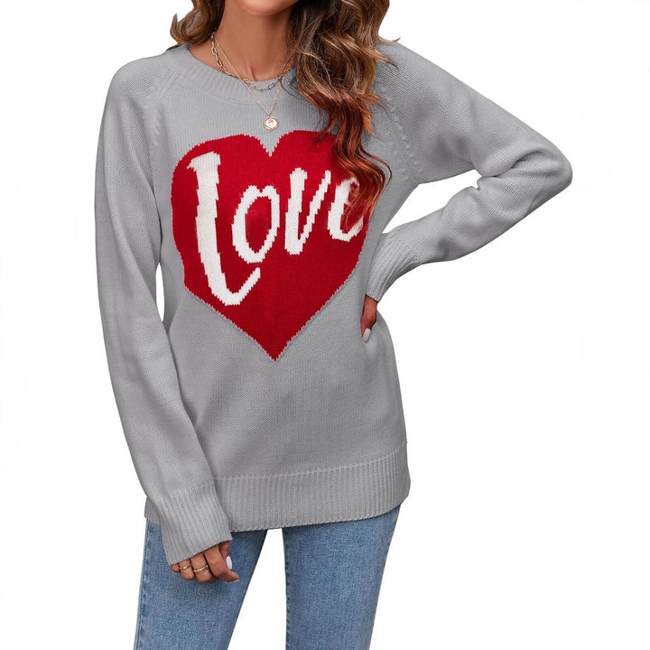 Kvinders strikkede sweater med hjerte-design Stilla