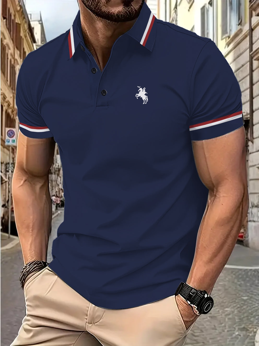 Herrer Poloshirt med moderne kontraster og åndbare egenskaber Stilla