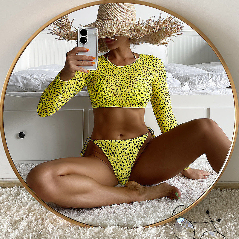 Dame bikini sæt med lange ærmer og asymmetrisk design Skovae