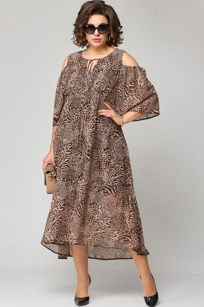 Kvinder Elegant Cold-Shoulder Midi Kjole Stilla