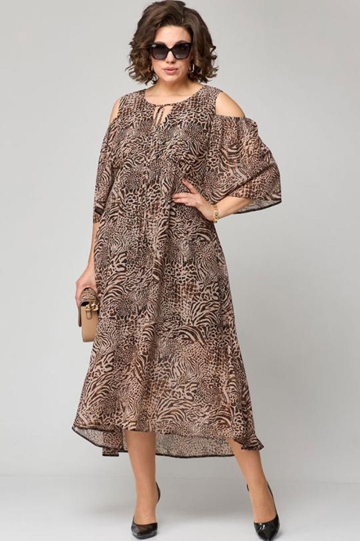 Kvinder Elegant Cold-Shoulder Midi Kjole Stilla