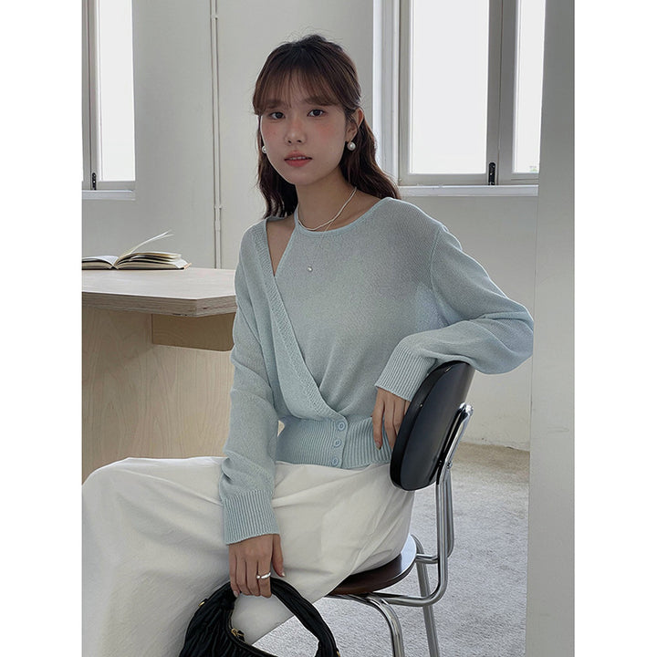 Dame afslappet vapped sweater med stilfulde knapper og moderne snit Stilla