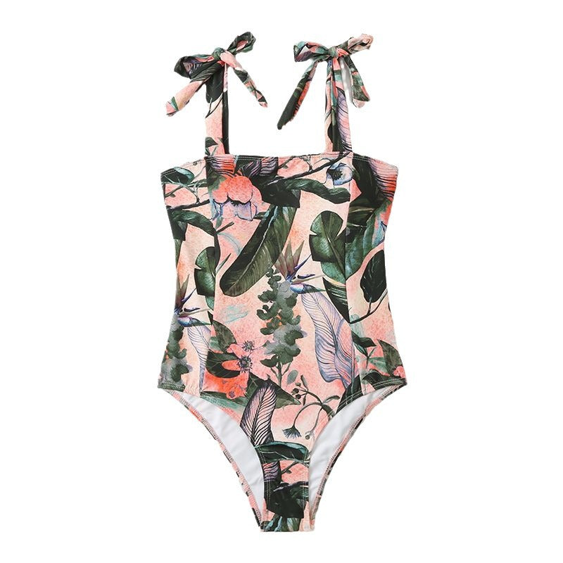 Dame Justerbar Blomst-bade-dragt med Tie-Front Stilla