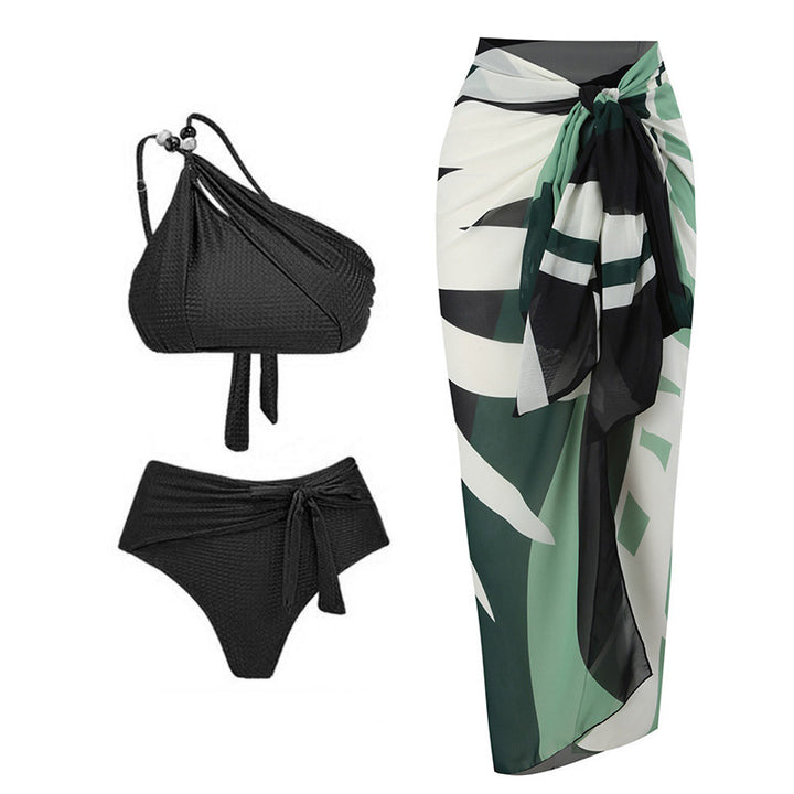 Dame Bikini-sæt med fashionable indpakningsskørt og elegant ensidig stropdesign Stilla