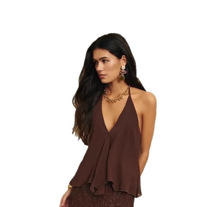 Femme Elegant Halterneck Peplum Top Stilla