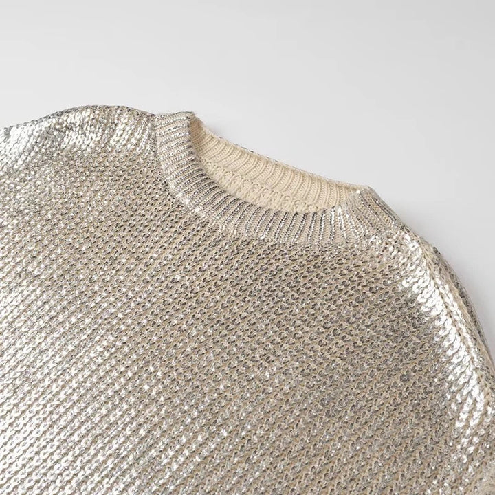 Damer Glitrende Strikket Sweater med Moderne Snit Stilla